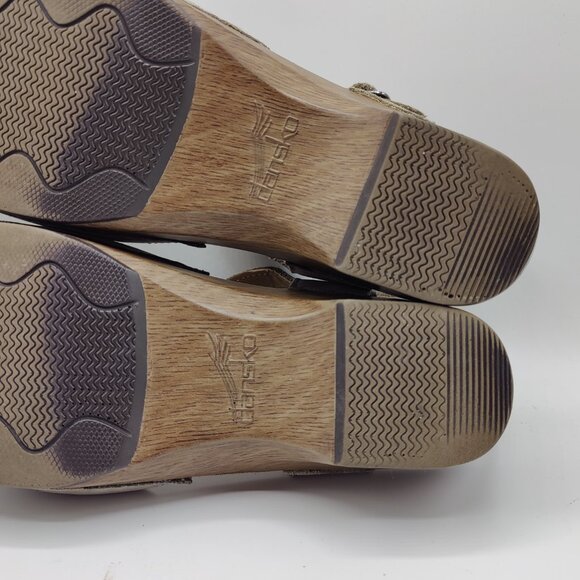 Dansko womens 40 9.5-10 Gray Sam Leather Floral Embossed Leather Clog Sandals - Picture 9 of 13